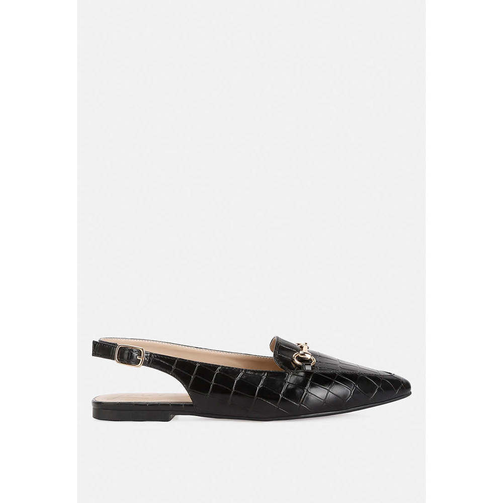 Trempe Croc Slingback Flat Sandals